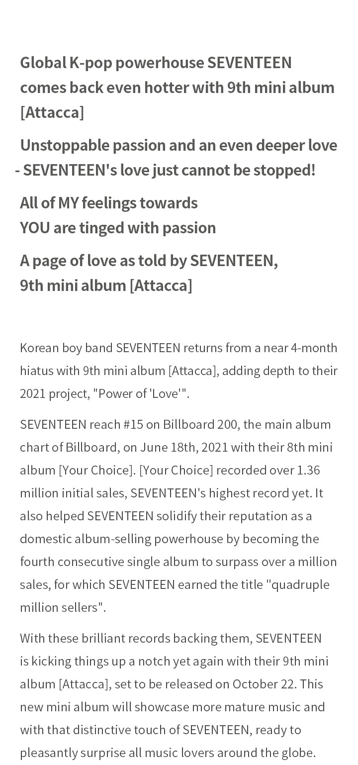 SEVENTEEN 9th Mini Album ‘Attacca’ (CARAT Ver.) detail 5
