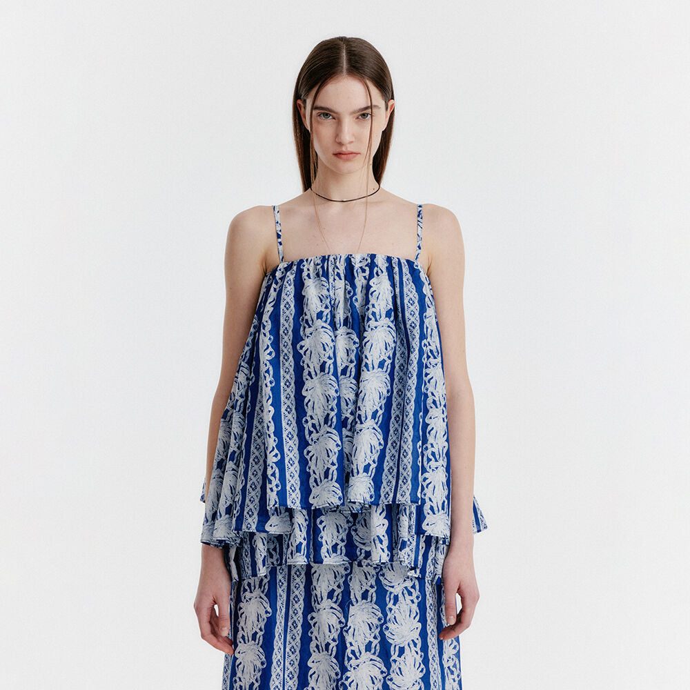 EENK YAEL Lace-printed Volume Top - Blue