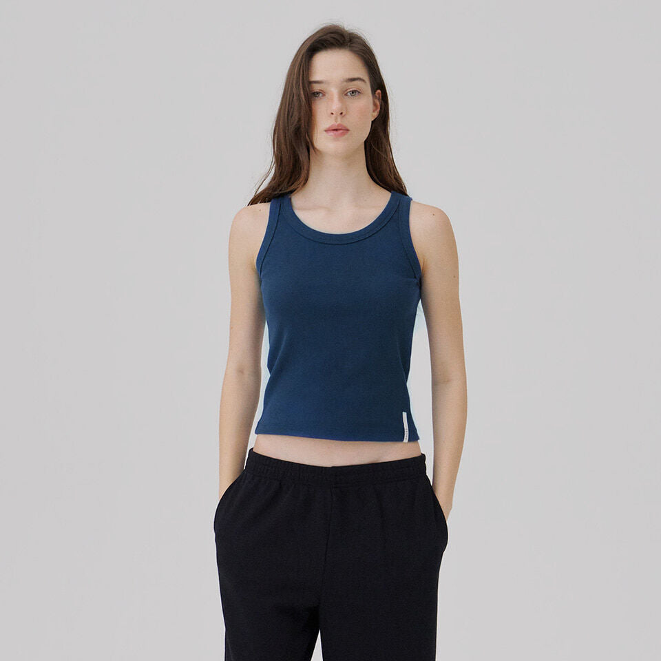 WAVE UNION Binding Rib Sleeveless top Dark blue