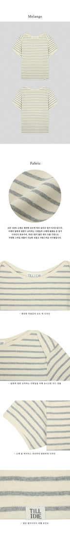 TILLIDIE Bunny half sleeve volume ringer t-shirt_Melange