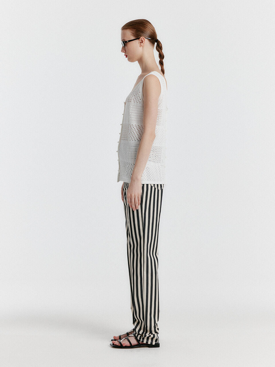EENK YISSY Stripe Denim Pants - White