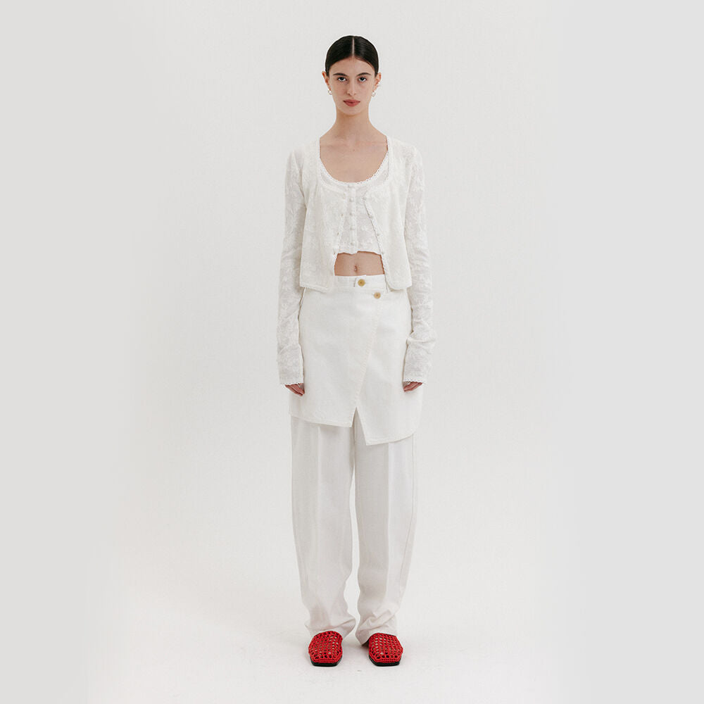 EENK Wrap Straight Denim Pants - Ivory