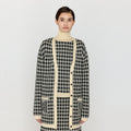EENK EENK VINKLING Gingham Check Knit Midi Cardigan - Black/Ivory