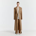 EENK YALE Peaked lapel Tailored Long Coat - Beige