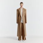 EENK YALE Peaked lapel Tailored Long Coat - Beige