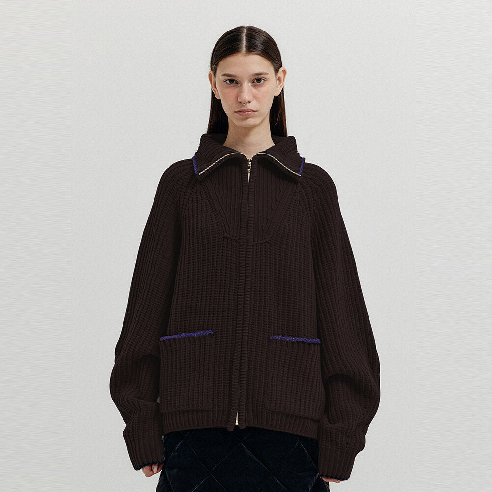 EENK EENK XTO Zipped Knit Cardigan - Brown