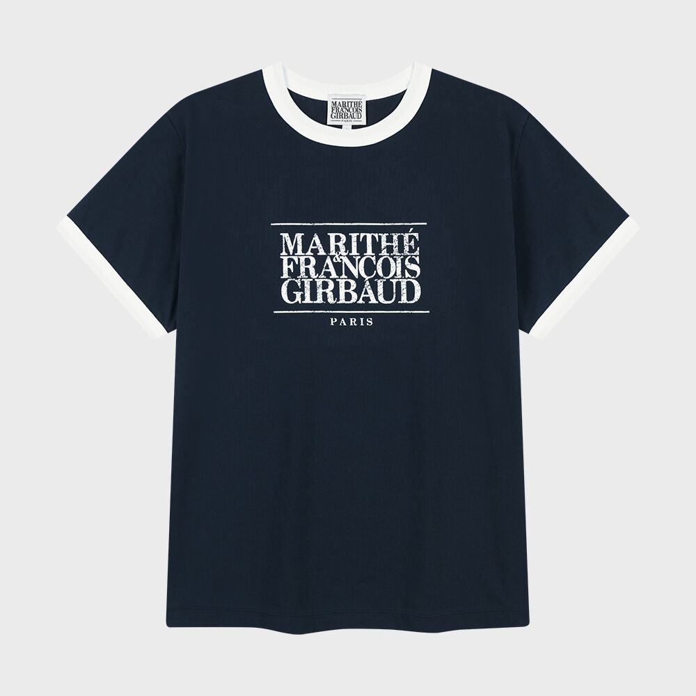 MARITHÉ+FRANҪOIS GIRBAUD AEROCOOL CRACK CLASSIC LOGO RINGER TEE navy