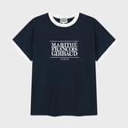 MARITHÉ+FRANҪOIS GIRBAUD AEROCOOL CRACK CLASSIC LOGO RINGER TEE navy
