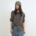 GENERAL IDEA WOMAN check frill blouse [ASH BROWN] / GF2LBL517