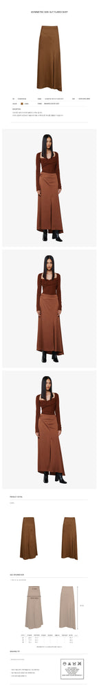 YCH ASYMMETRIC SIDE-SLIT FLARED SKIRT CAMEL (F24SK5101CM)