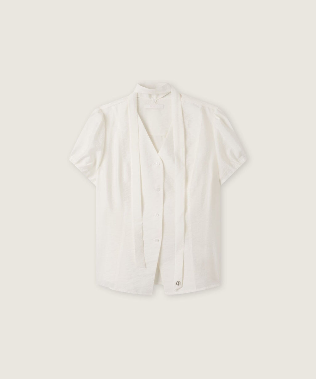 ROEM V-neck tie blouse RMBLG37RT4