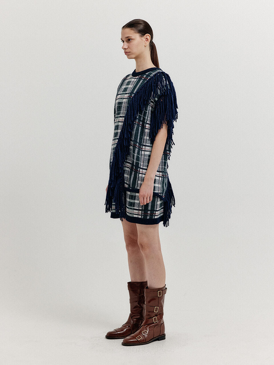 EENK EENK XRANGE Sleeveless Fringed Knit Top - Navy Multi