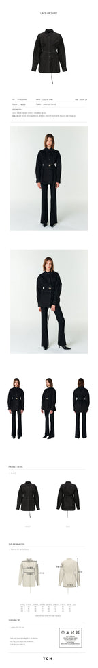 YCH LACE-UP SHIRT BLACK (F23BL304BK)