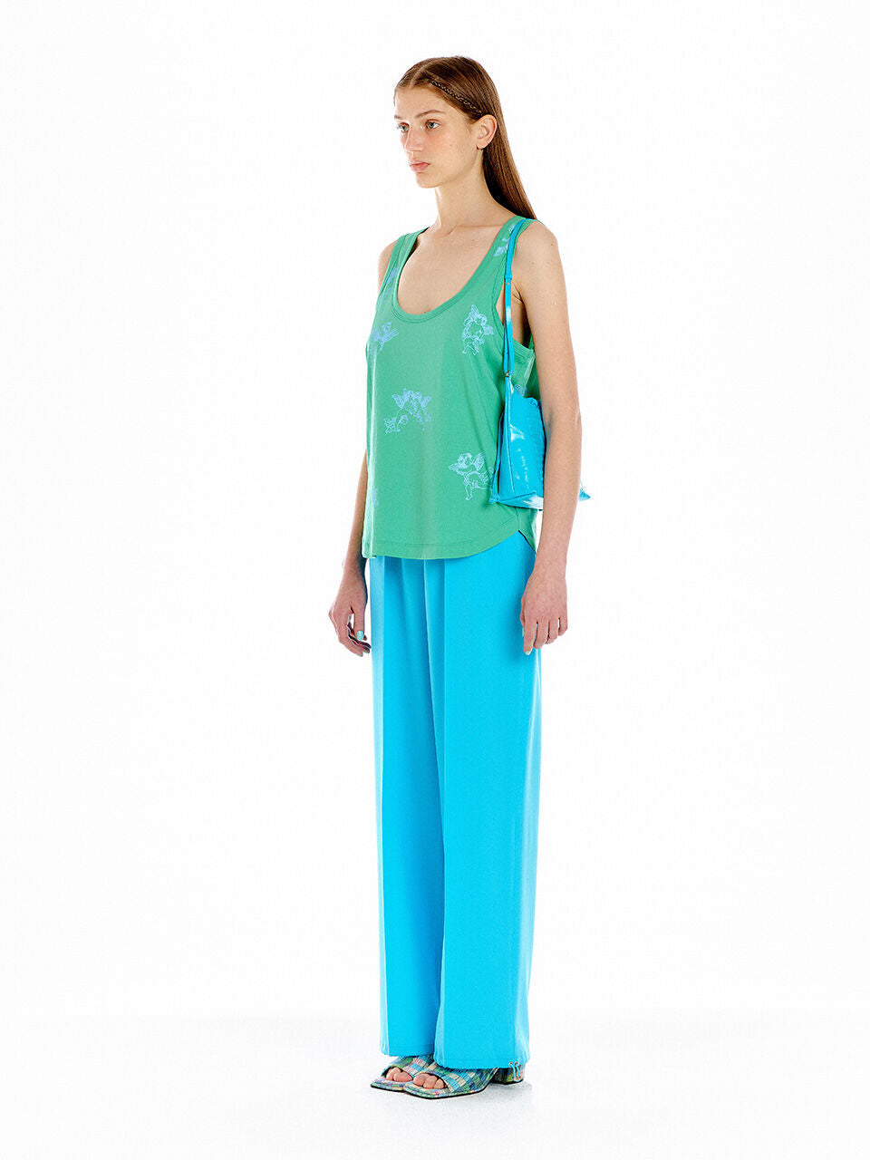 EENK EENK Pants Drawstring Hem Wide-Leg - Sky Blue