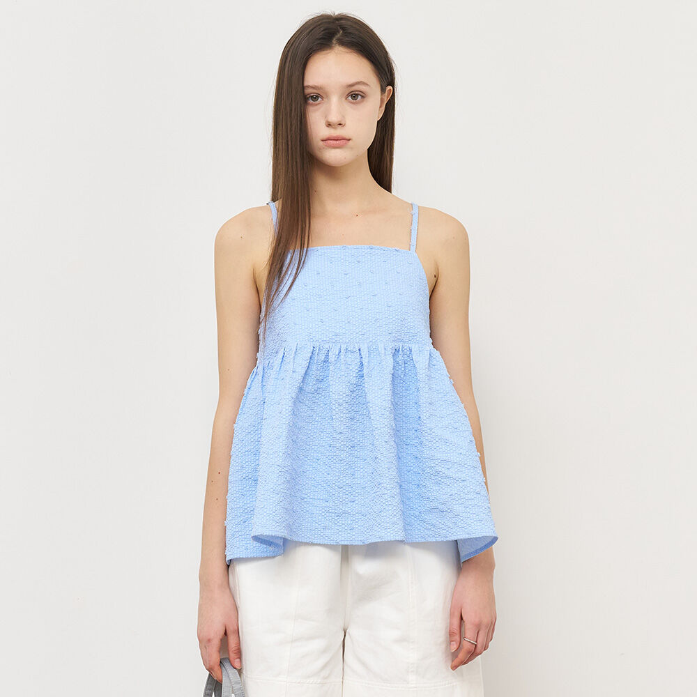 GENERAL IDEA WOMAN Textured Bubble Sleeveless Blouse [BLUE] / WBE2L03526