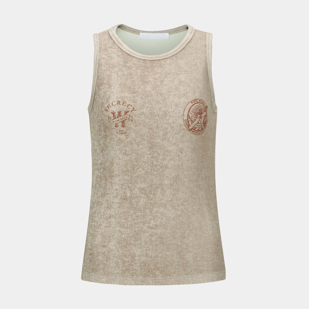 YCH SECRECY LOGO SLEEVELESS TOP BROWN (W24TS11041BR)