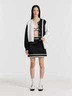 EENK EENK YOLI Stitched Color Block Knit Cardigan - Black/White