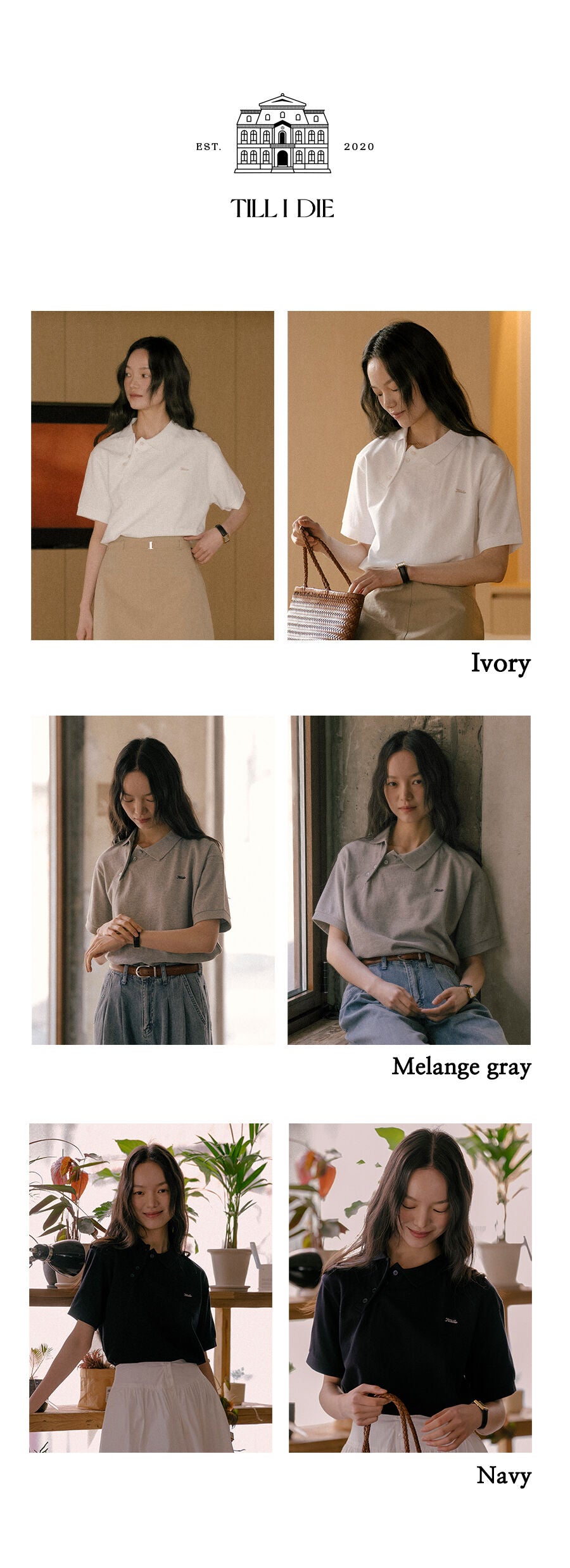 TILLIDIE Unbalanced collar button t-shirt TISU01TS14_Melange gray