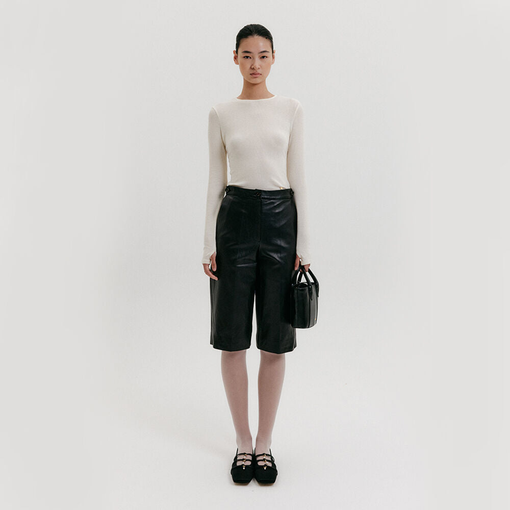 EENK Bermuda Leather Shorts - Black