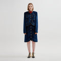 EENK EENK TWELVE Leather Trim Paneled Skirt - Navy