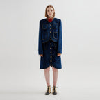 EENK EENK TWELVE Leather Trim Paneled Skirt - Navy