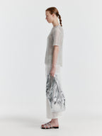 EENK YIZNY Panelled Lace Knit Long Skirt - White