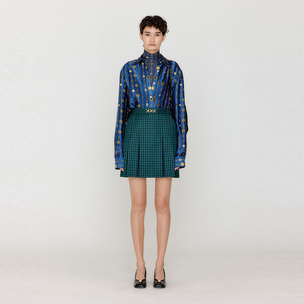 EENK VABRINA Gold-trimmed Mini Skirt - Green Check
