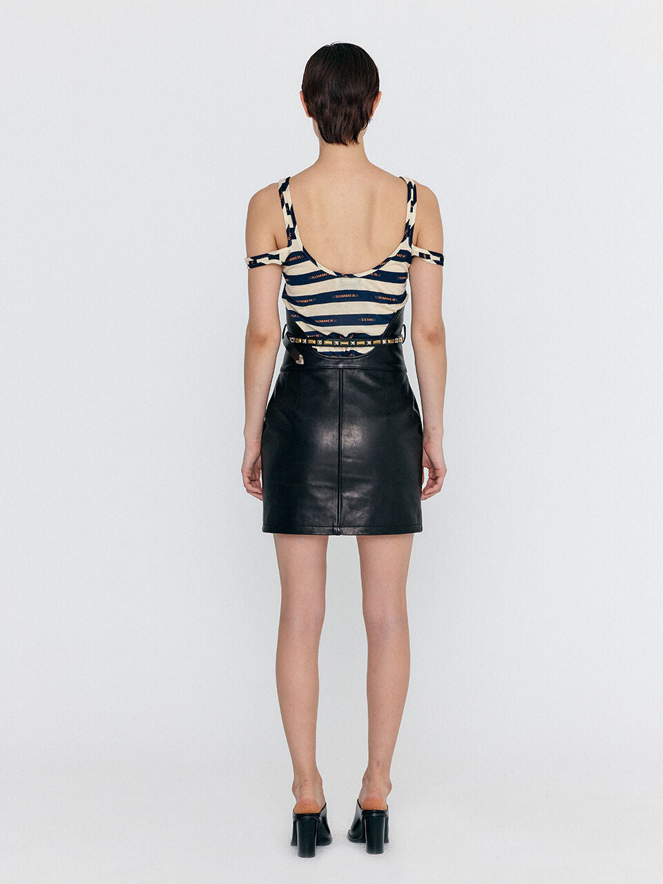 EENK EENK Corset High-Rise Leather Mini Skirt