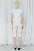 SINOON Flower Cap Sleeve T-Shirt (Yellow)