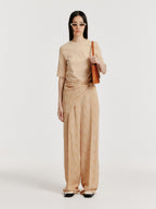 EENK YOL Lace Trimed T-Shirt - Beige