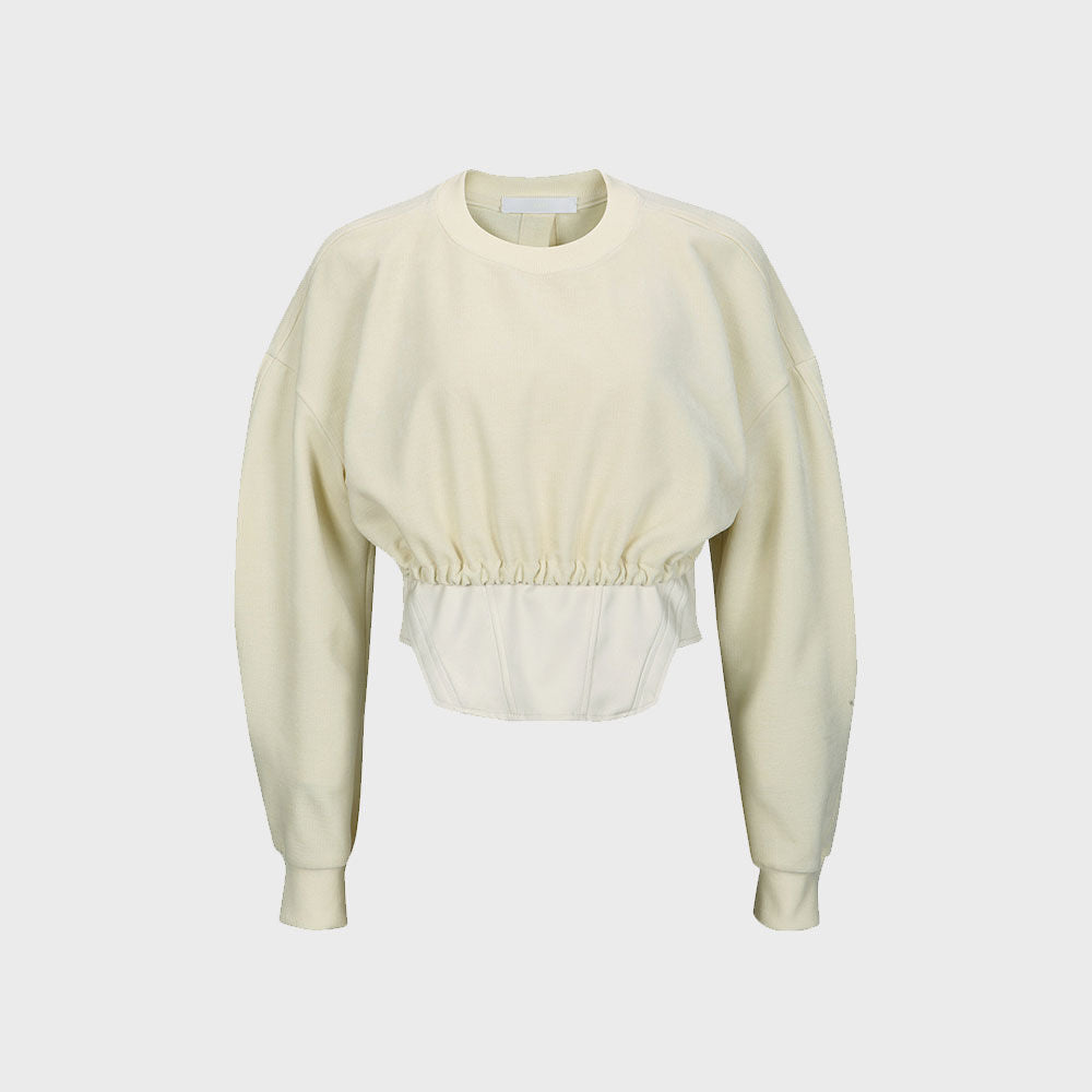 YCH LAYERED CROPPED SWEATSHIRT CREAM (F23TO902CR)