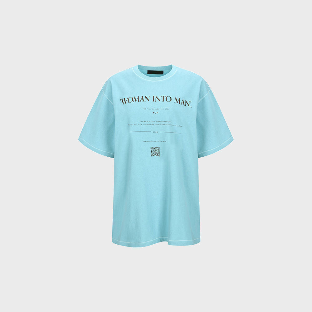 YCH WOMAN INTO MAN-PRINTED TSHIRT BLUE (F24TO9201BL)