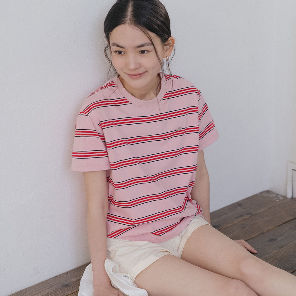 TILLIDIE Multi stripe cotton t-shirt_Pink