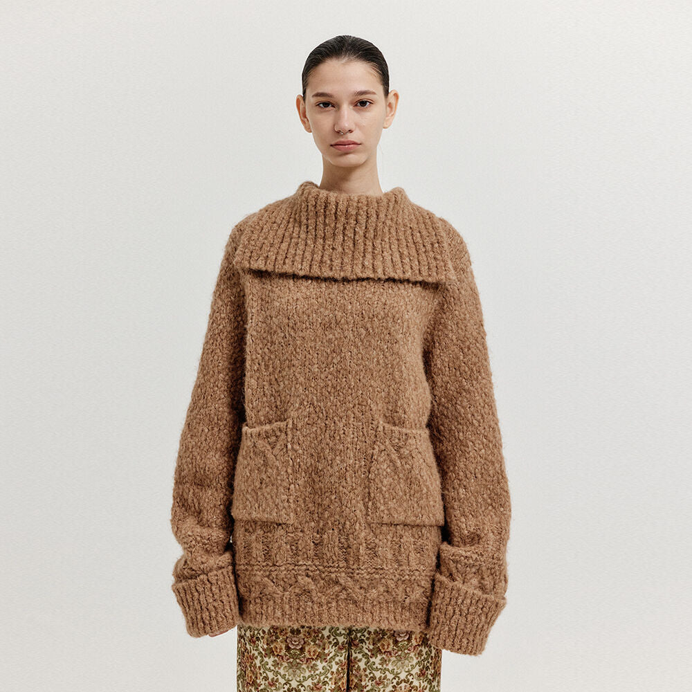 EENK EENK XATURE Oversized Knit Turtleneck - Brown