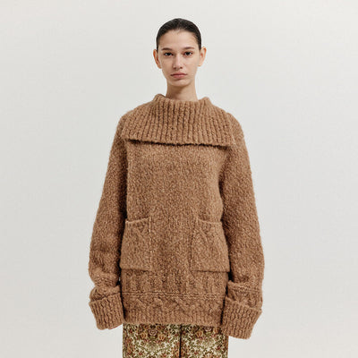 EENK XATURE Oversized Knit Turtleneck - Brown