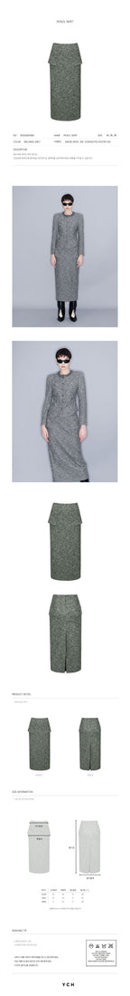 YCH PENCIL SKIRT MELANGE GREY (W23SK501MG)