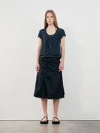 LOW CLASSIC U-NECK LOGO BLOUSE_BLACK_LW251BL04BK