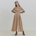 FAKEMAMA WAIST SLIT  SOLID JUMPSUIT_BEIGE