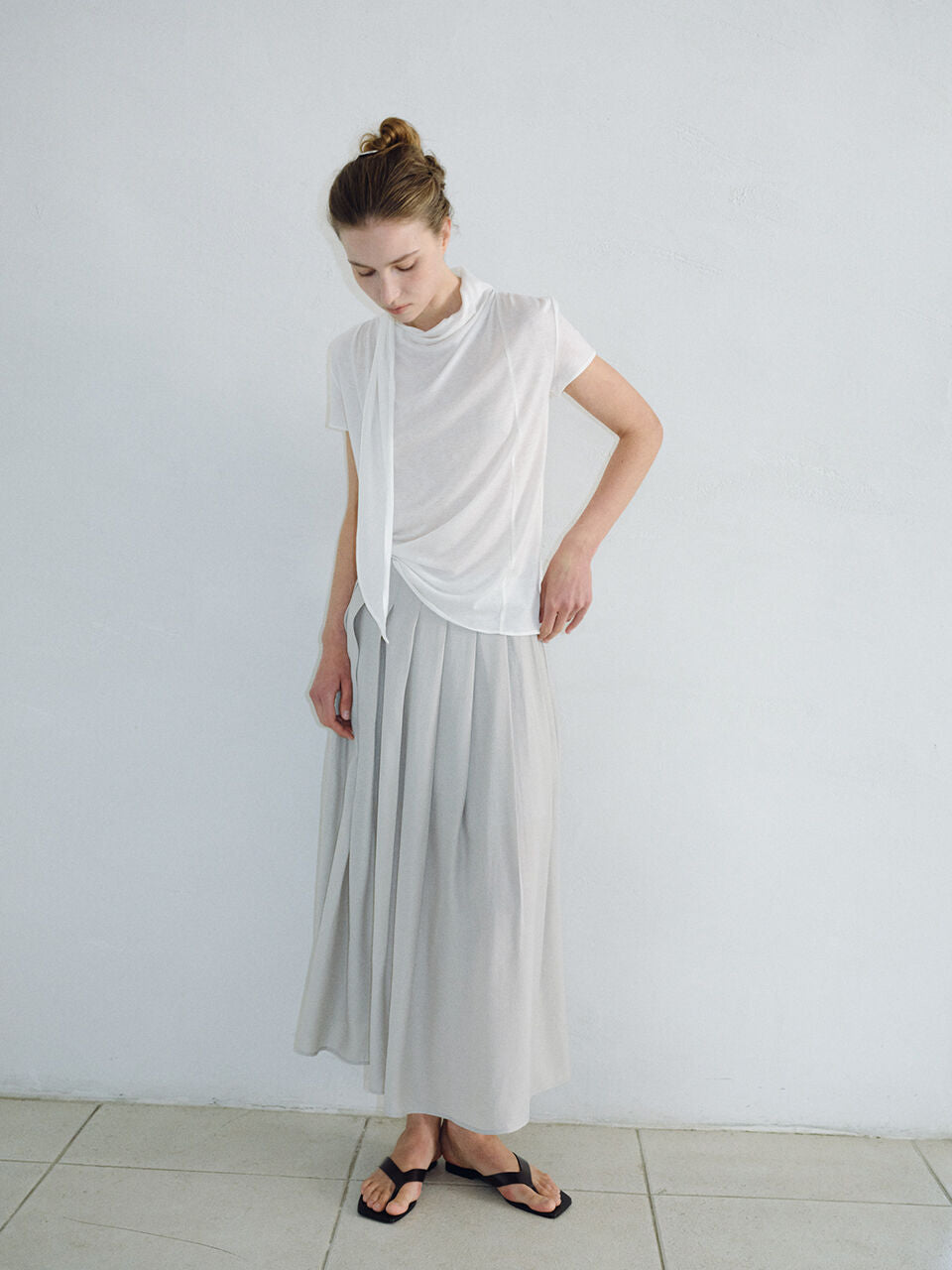 OVBEIGE SHEER TIE NECK T-SHIRTS_IVORY_OF2C2XTS02IVY