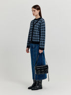 EENK EENK XOUI Houndstooth Check Knit Cardigan - Blue/Black