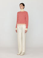 EENK EENK VINKY Gingham Check Knit Pullover - Red/Ivory