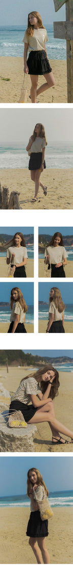 TILLIDIE Stripe cotton t-shirt TISU02TS01_Ivory