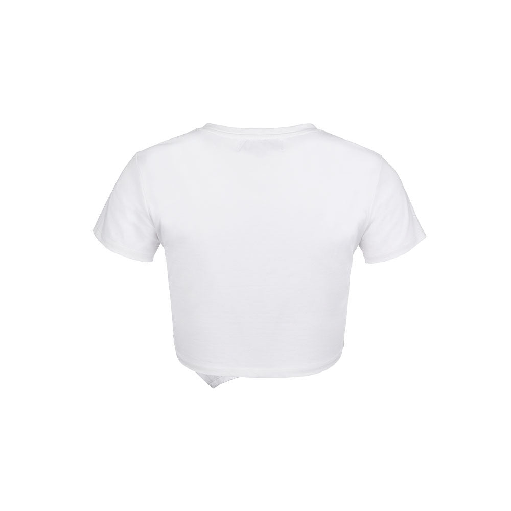 GENERAL IDEA WOMAN Unbalanced Silket Crop Tee [WHITE] / WBD1L01511