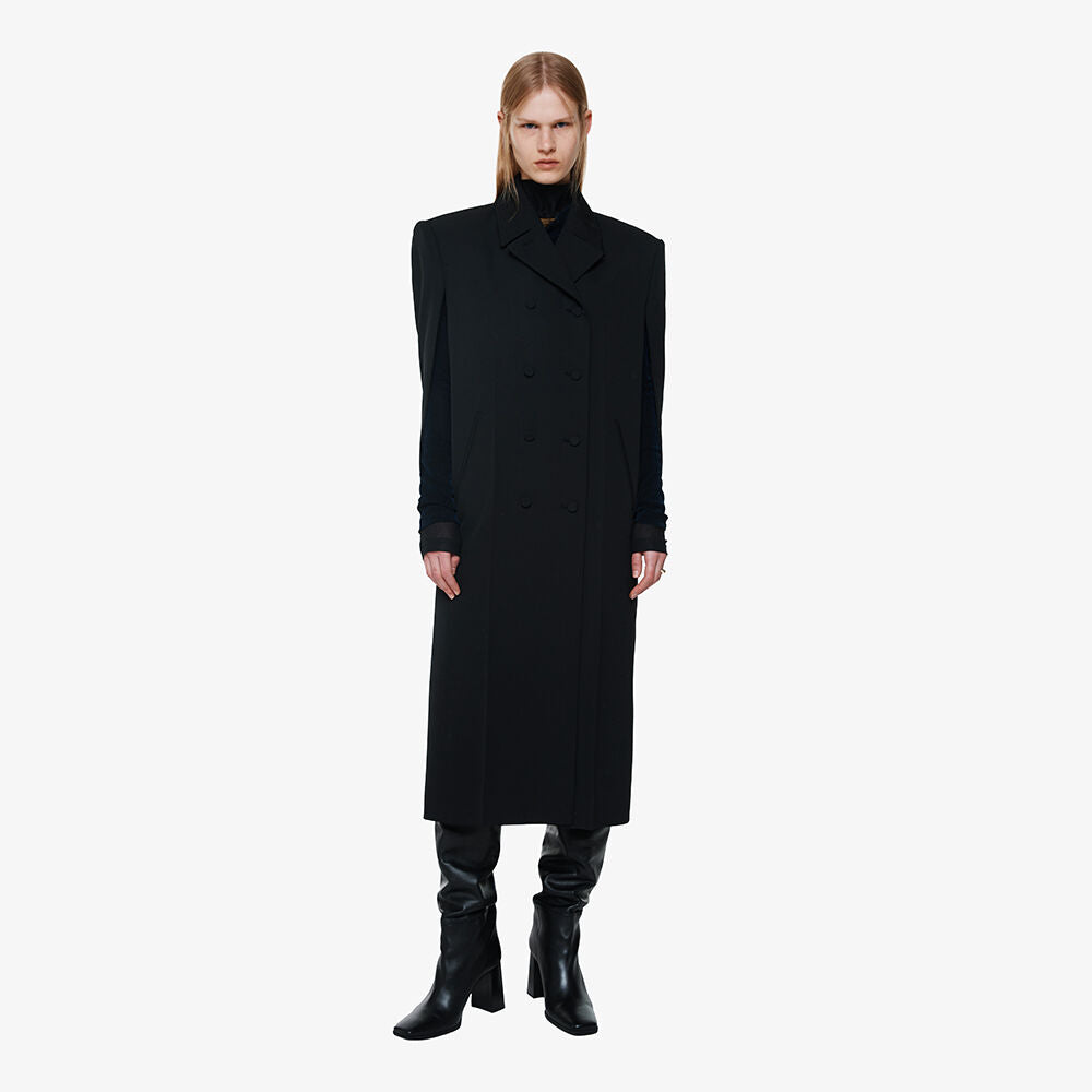 YCH CONSTRUCTED WOOL-BLEND COAT BLACK (F24OT0061BK)