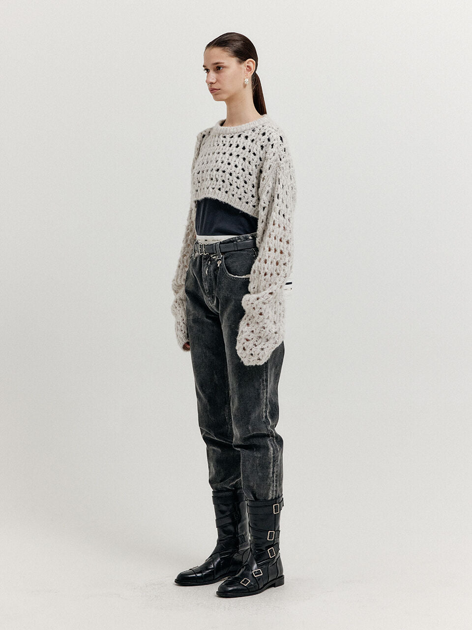 EENK EENK XEKO Open Back Crop Knit Top - Grey
