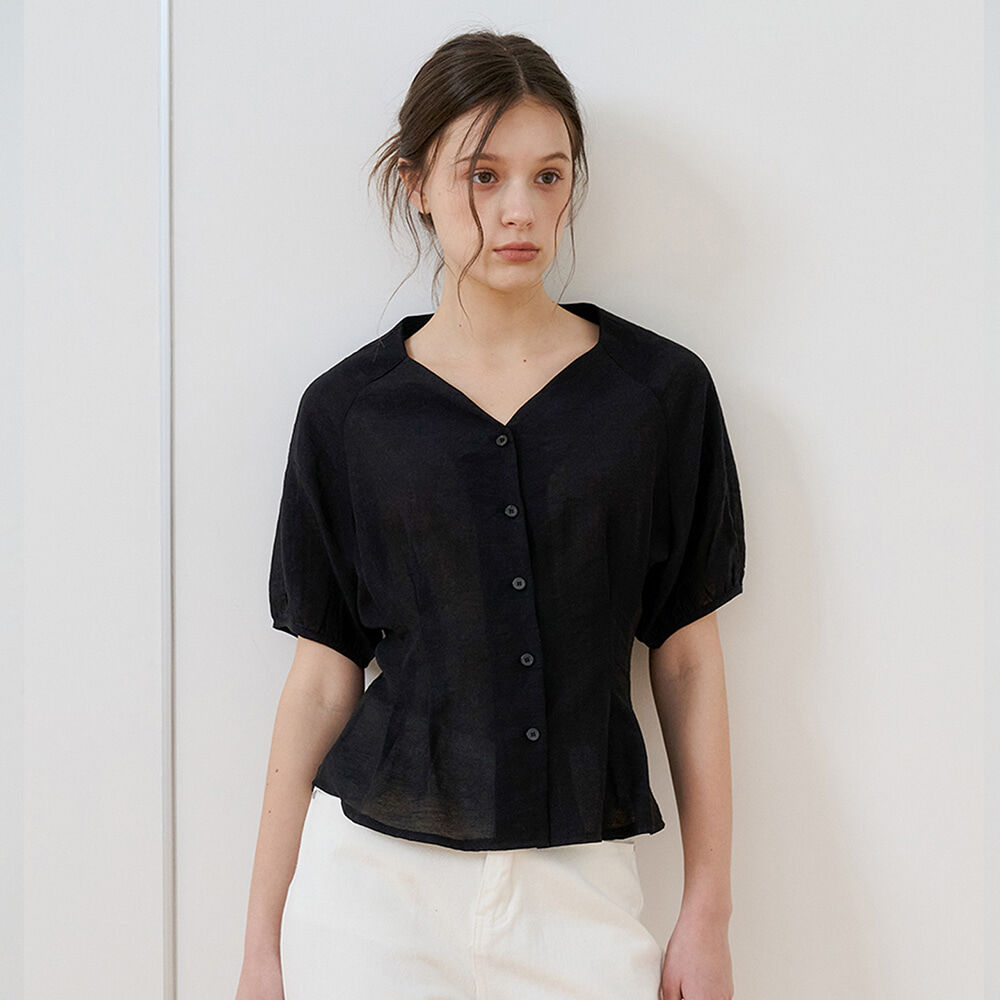 bibyseob Heart neck raglan blouse black [T52]