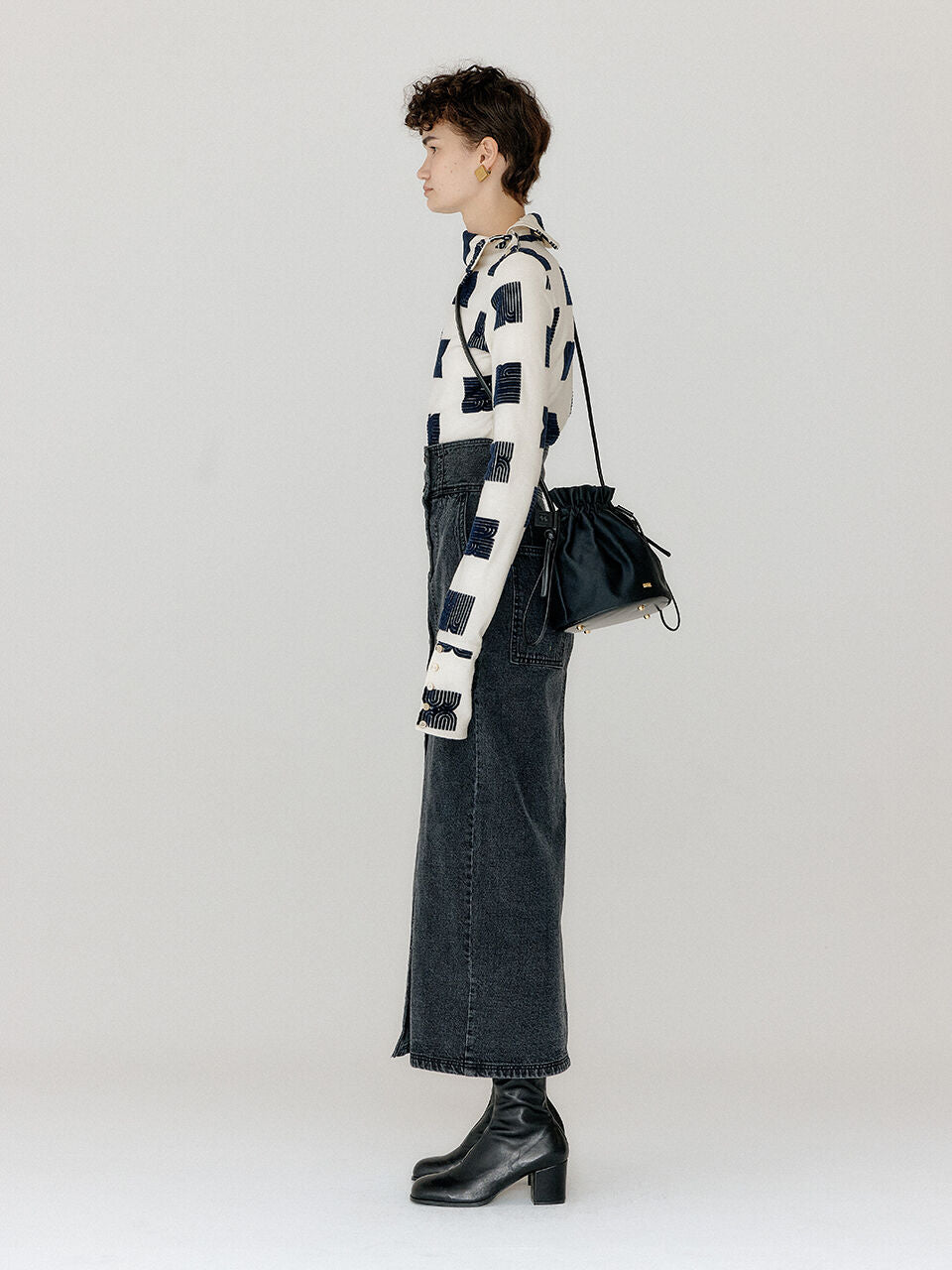 EENK EENK VEROSA Turtleneck Top - Ivory/Black