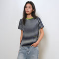 GENERAL IDEA WOMAN color combination striped short sleeve t-shirt [NAVY] / GF2LTS522
