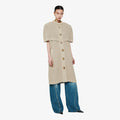 YCH BUTTONED CABLE-KNIT CAPE BEIGE (F24KT8021BE)