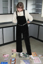 SINOON SINOON Vintage Rose Velvet Overall (Black)
